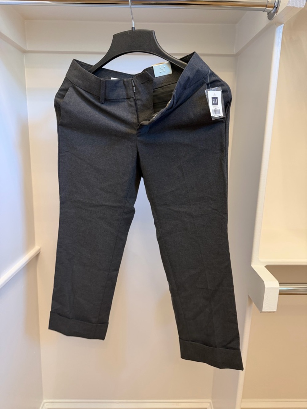GAP Cropped Dress Pants Gray Stretch Trouser Cuffed Hem Women’s Size 1 NWT